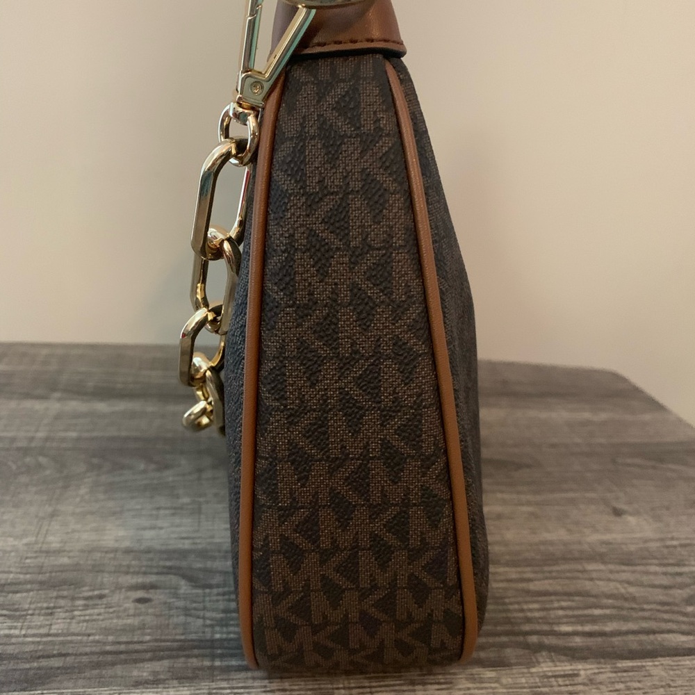 Michael Kors Large Cora Dark Brown Bag with Gold Chain NWT - Picture 3 of 9